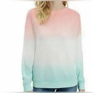 Splendid ombré long sleeve waffle knit pullover crewneck sweatshirt